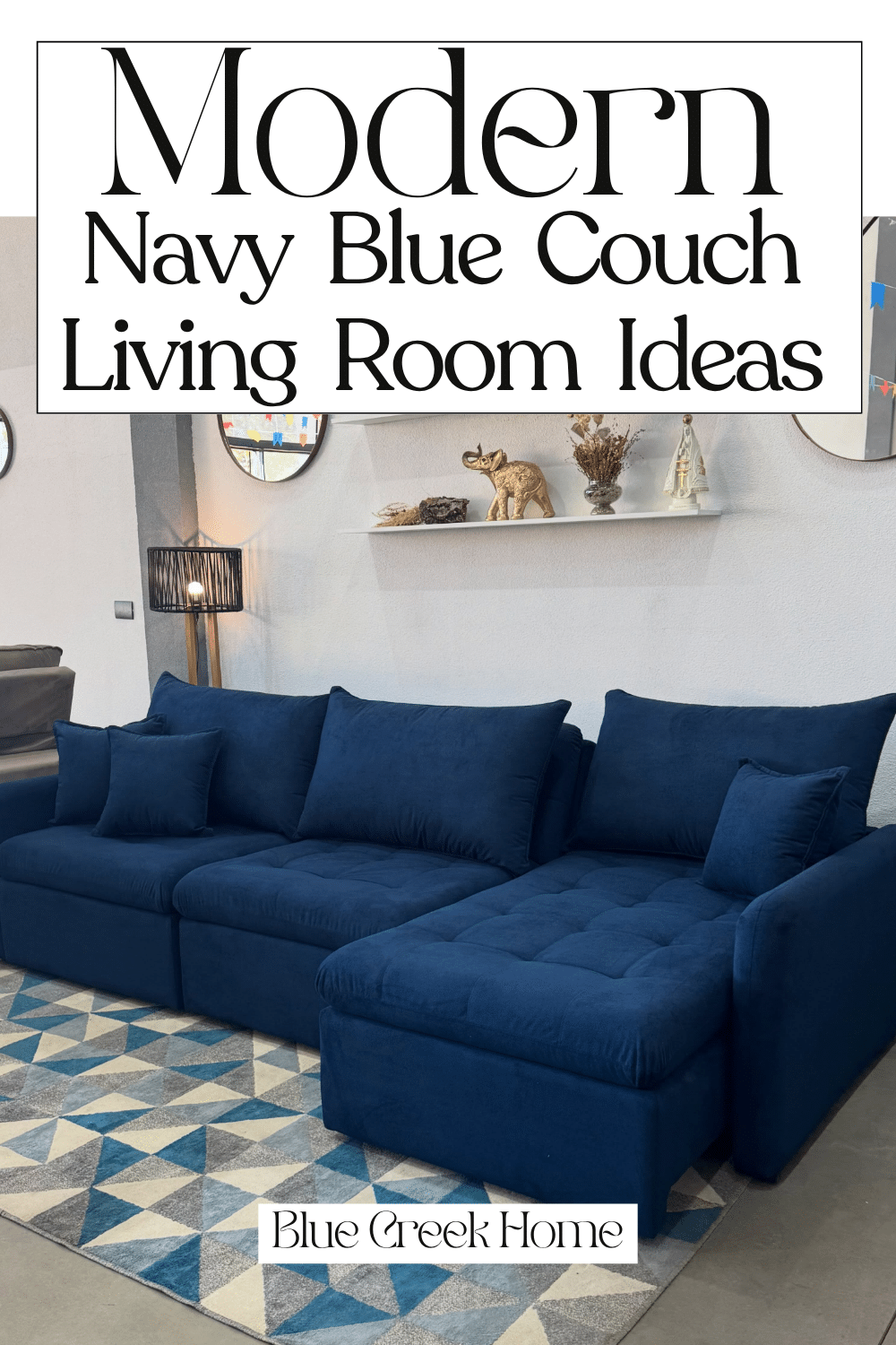 Modern Navy Blue Couch Living Room