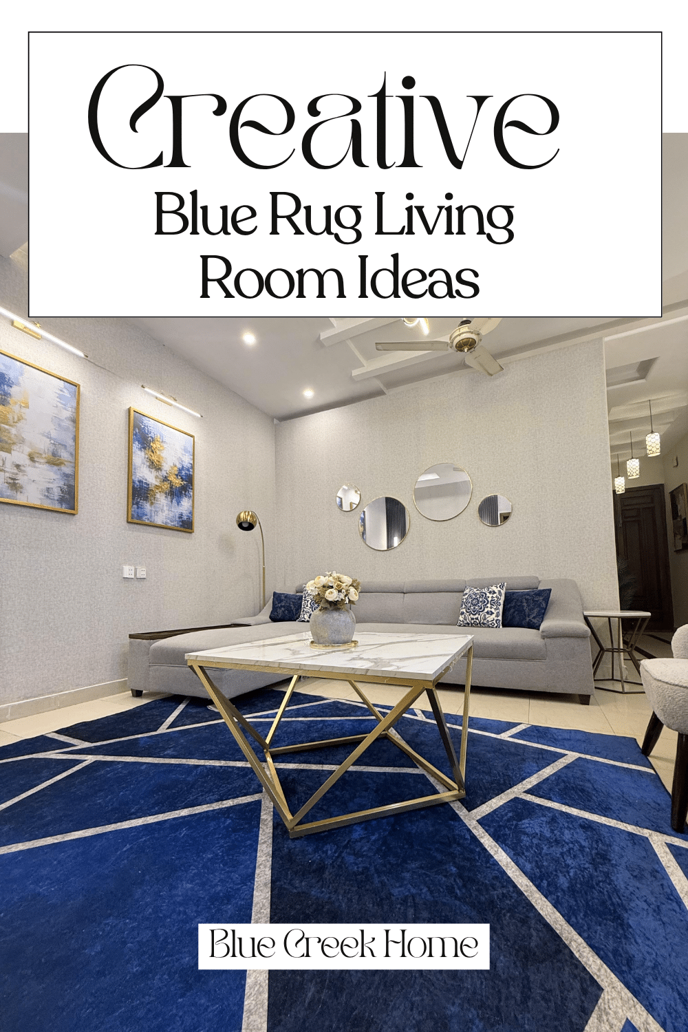Creative Blue Rug Living Room Ideas